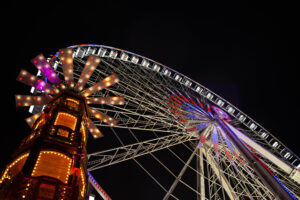 Global Village Dubai family attractions at night