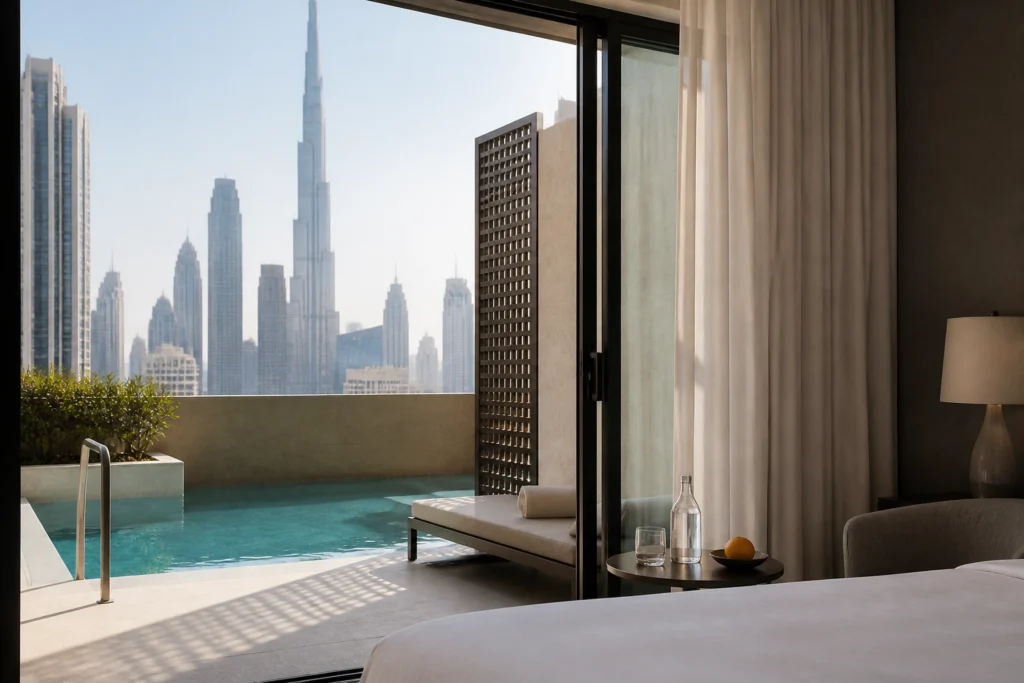 Professional header image for comparison analysis: Hotelkamer in Dubai met Zwembad: Wat Je Echt Krijgt voor ...