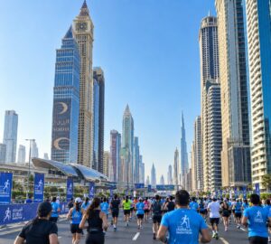 Dubai Run 2026 runners on Sheikh Zayed Road